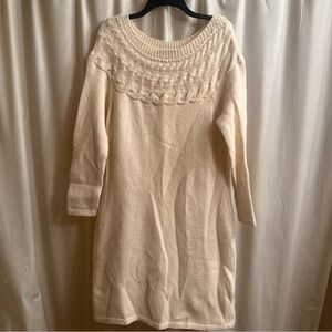 Ralph Lauren Cream Long Sleeve Sweater Dress 70% wool